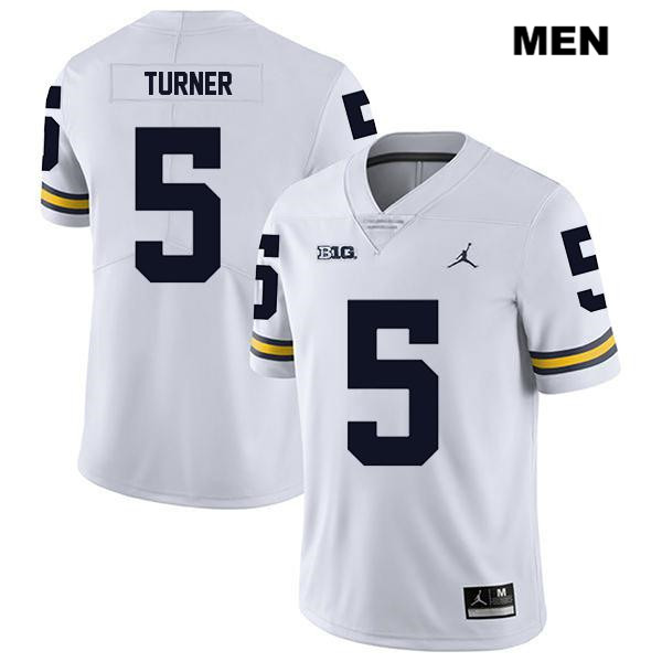 Men's NCAA Michigan Wolverines DJ Turner #5 White Jordan Brand Authentic Stitched Legend Football College Jersey GR25P11XR
